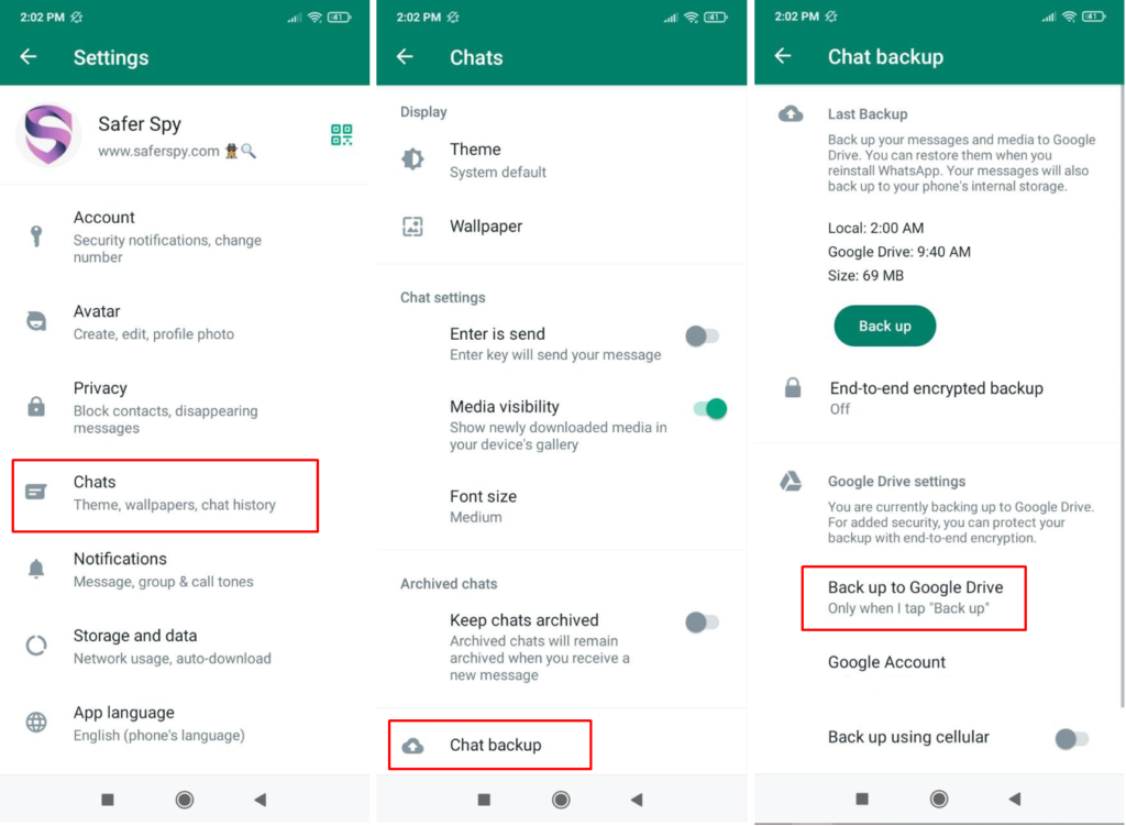 application to view WhatsApp messages from other cell phone